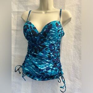Love your Assets by Spanx blue tankini push up swim top Sz-S R8